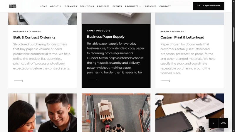 Services listing screenshot